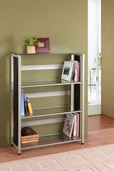 Network 4861 Bookcase by Homelegance in Champagne & Black [HEBC-4861 Network]