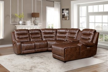 Putnam Power Motion Sectional Sofa 9405BR in Brown - Homelegance [HESS-9405BR Putnam Brown]