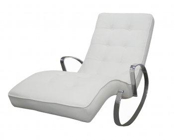 Christiane Rocker Chaise in White Leatherette by Whiteline [WLCL-Christiane White]