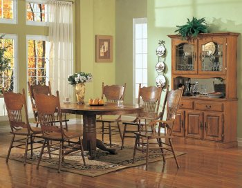 Solid Oak Finish Classic Dinette with Extendible Table [CRDS-111-5279N]