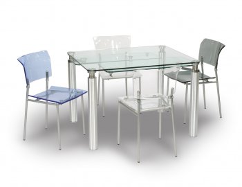 Clear Glass Top Modern Dinette Table w/Brushed Aluminum Legs [CYDS-9067-DT-ACRYLIC-SC]