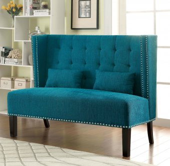 Amora Accent Loveseat Bench CM-BN6226 in Dark Teal Fabric