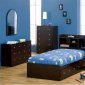 Deep Cappuccino Kids Contemporary Bed w/Bottom Drawers