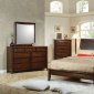 Deep Brown Contemporary Bedroom w/Platform Bed & Vinyl Headboard