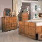 Oak Finish Stylish Bedroom with Multi Drawer Chest Bed