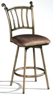 Bronze Tone Metal Base Set of 2 Barstools w/Ivory Seat