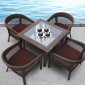 Brown Finish Modern 5 Pc Outdoor Wicker Dining Set