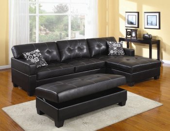 Black Bonded Leather Modern Sectional Sofa w/Options [CRSS-501896-Randall]