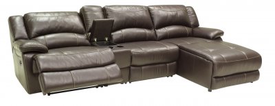 Mahogany Full Leather 4PC Modern Sectional Reclining Sofa