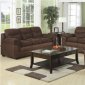 Chocolate Microfiber Contemporary Living Room w/Pillow Arms