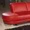 Red Leatherette Modern Sectional Sofa w/Adjustable Arm