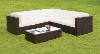 Zendaya Patio Sectional w/Coffee Table CM-OS2115WH in White [FAOUT-CM-OS2115WH-Zendaya]