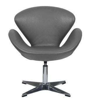 Swan Lounge Chair SW29DGRL in Grey Leatherette by LeisureMod [LMCC-SW29DGRL-Swan Grey Leather]