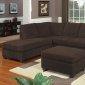 F7135 Chocolate Corduroy Reversible Tufted Sectional by Poundex