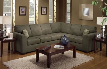 Olive Microfiber Casual Modern Sectional Sofa with Wooden Legs [AFSS-7770-Olive-2pc]