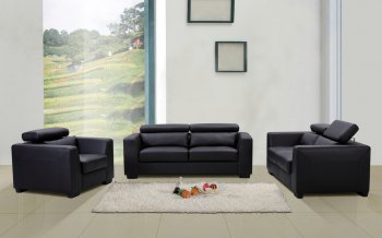 Shanghai Black Leather Modern Sofa by J&M Furniture [JMS-Shanghai-Black]