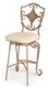 Brown Finish Traditional Set of 2 Barstools w/Beige Fabric Seat