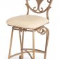 Brown Finish Traditional Set of 2 Barstools w/Beige Fabric Seat