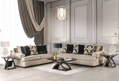 Yates Sofa SM9105 in Beige Woven Linen w/Options