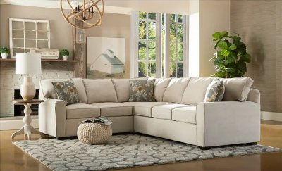 Hybrid Sectional Sofa in Aluna Birch Fabric by Klaussner