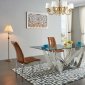 2061 Dining Table by ESF w/Glass Top & Optional 365 Brown Chairs