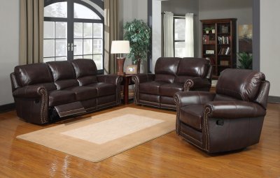 M9922 James Sofa & Loveseat in Tobacco Set by Leather Italia