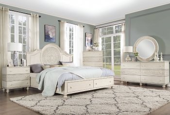 Roselyne Bedroom BD00695Q in Antique White by Acme w/Options [AMBS-BD00695Q Roselyne]