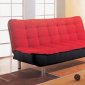 Two-Tone Black and Red Convertible Sofa-Bed With Extra Layer