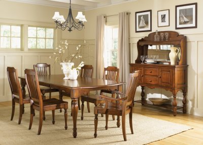 Chestnut Finish Formal Dining Room Rectangular Table w/Options