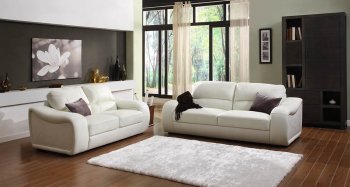 White Leather Modern Sofa & Loveseat Set w/Options [CVS-Donato-White]