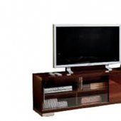 Walnut High Gloss Finish Contemporary Tv Stand w/Sliding Doors