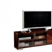 Walnut High Gloss Finish Contemporary Tv Stand w/Sliding Doors