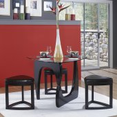 Black Finish Triangle Glass Top Modern 4Pc Dining Set