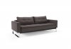 Dual Sofa Bed in Brown Fabric w/Chrome Legs & Arms