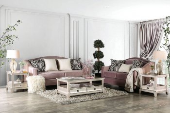 Campana Sofa SM2682 in Pink Velvet-like Fabric w/Options [FAS-SM2682 Campana]