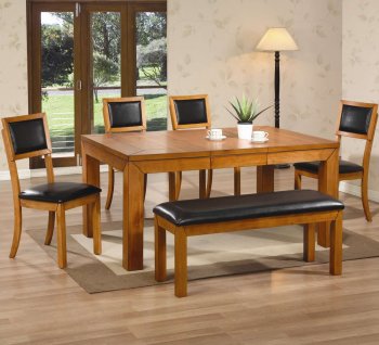 Natural Finish Modern 6 Pc Dining Set w/Extension Leaf [CRDS-102131-Fairfax]