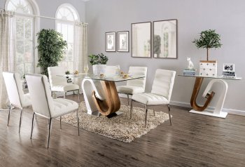 Cilegon Dining Table FOA3748T in White & Natural Tone w/Options [FADS-FOA3748T-Cilegon]