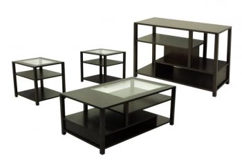 Black 3Pc Wood Coffee Table Set w/Optional Sofa Table [JFCT-862]