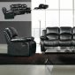 Black Vinyl Modern Motion Sofa & Loveseat Set w/Options