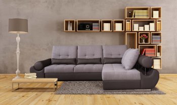 Talia Sectional Sofa in Grey Fabric by ESF w/Bed [EFSS-Talia]