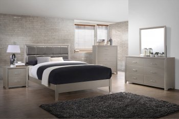 F9399Q 5Pc Bedroom Set in Silver by Poundex w/Options [PXBS-F9399Q Silver]