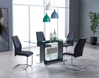 D1182DT-BL Dining Set 5Pc Black by Global w/Grey & Black Chairs [GFDS-D1182DT-BL D1021DC-BL/GR]