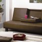 Brown Micro Suede Contemporary Sofa Bed w/Drop Down Center Table