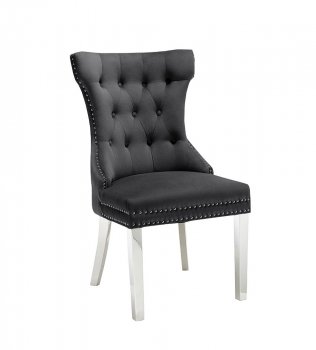 Venice Dining Chair Set of 2 in Black Velvet [BDDC-Venice Black]