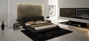 Wave Bed in Black Leatherette by J&M w/Options [JMBS-Wave Black]