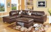 Brown Bonded Leather Modern Sectional Sofa w/Storage Ottoman