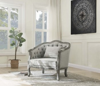 Samael Chair LV01163 in Gray Linen & Gray Oak by Acme [AMAC-LV01163 Samael]