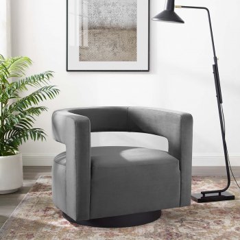 Spin Swivel Accent Chair in Gray Velvet by Modway [MWAC-3947 Spin Gray]