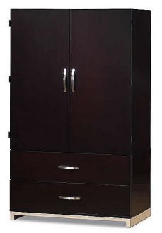 Contemporary Cappuccino Finish Armoire With Two Drawers