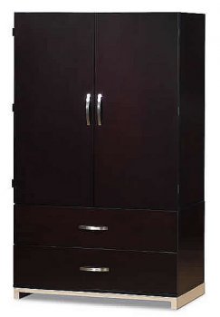 Contemporary Cappuccino Finish Armoire With Two Drawers [LSA-350]